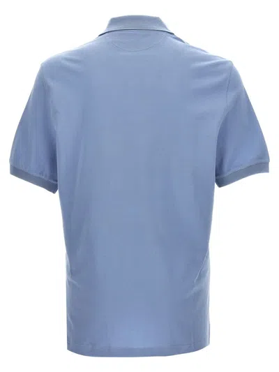 Shop Brunello Cucinelli Logo Print Polo Shirt In Clear Blue