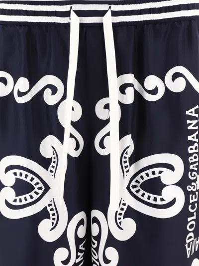 Shop Dolce & Gabbana Silk Shorts With Marina Print In Blue