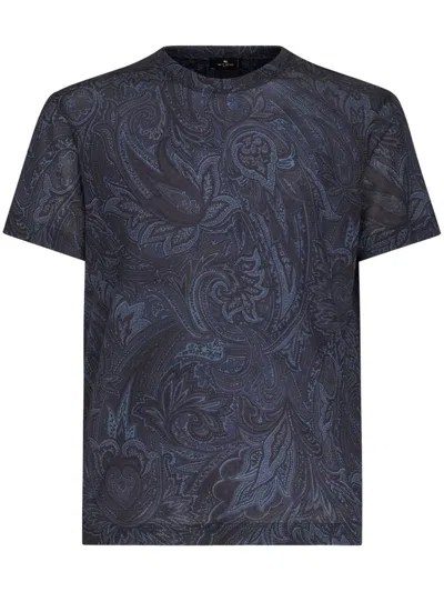 Shop Etro T-shirt With Paisley Print In Blue