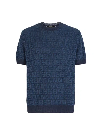 Shop Fendi Tshirt In Blue