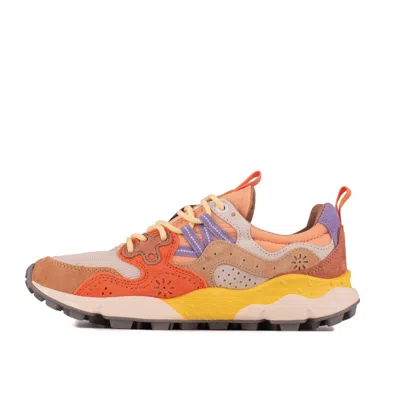 Shop Flower Mountain Yamano 3 Beige And Salmon Suede And Nylon Sneakers In Beige, Pink