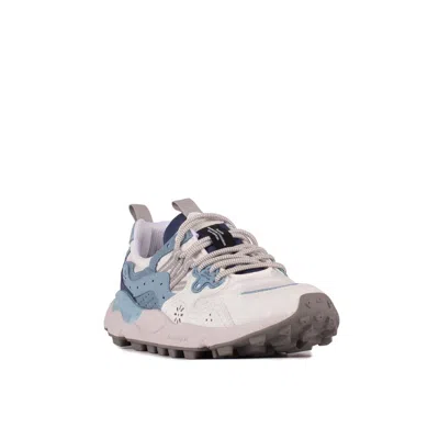 Shop Flower Mountain Yamano 3 Eco Suede And Nylon Sneakers White Gray And Navy In Light Blue, White