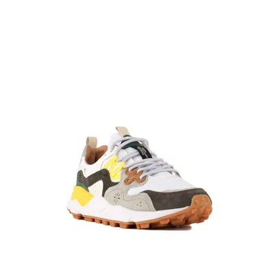 Shop Flower Mountain Yamano 3 Grey And White Suede And Technical Fabric Sneakers In Multicolor