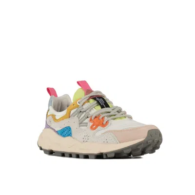 Shop Flower Mountain Yamano 3 White And Pink Suede And Nylon Sneakers