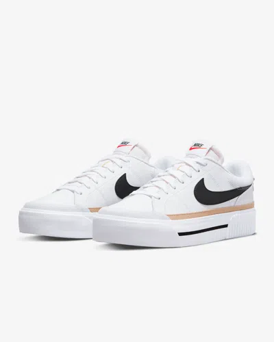 Shop Nike Court Legacy Lift Dm7590-100 Sneakers Women White Black Casual Shoes Nr7313 In Multi