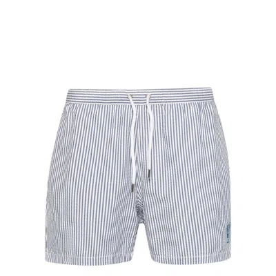Shop Maison Labiche Shorts In White/blue