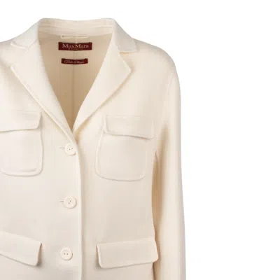 Max Mara Single-breasted Jacket In Fine Double Fabric In White