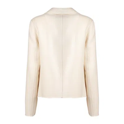 Max Mara Single-breasted Jacket In Fine Double Fabric In White