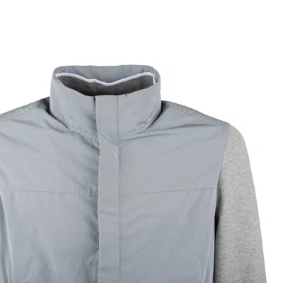 Shop Paul & Shark Bimaterial Plush Jacket Gray And Light Blue In Light Blue, Gray