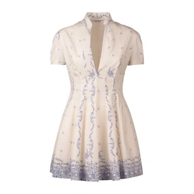 Philosophy Di Lorenzo Serafini Printed Short-sleeve A-line Mini Dress In White