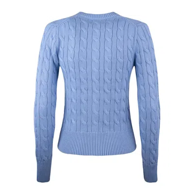 Shop Ralph Lauren Crew-neck Cotton Cable-knit Cardigan New Blue Litchfield In Azure