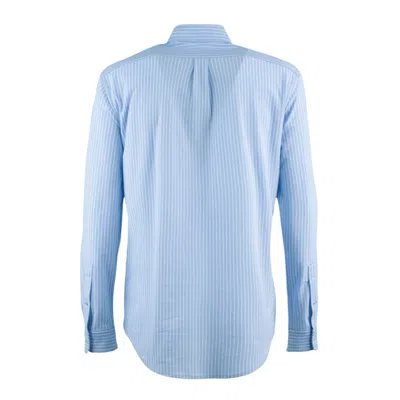 Shop Ralph Lauren Oxford Shirt In Striped Knit In Light Blue, White