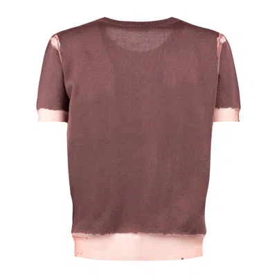 Roberto Collina Brown Cotton Blend Devoré Pullover In Brown