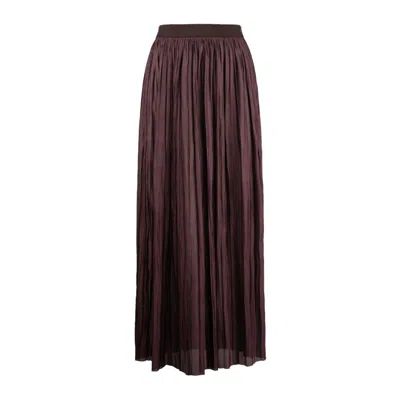 Roberto Collina Crinkled Texture Midi Pleated Sheer Overlay Skirt In Brown