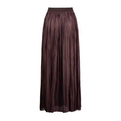 Roberto Collina Crinkled Texture Midi Pleated Sheer Overlay Skirt In Brown