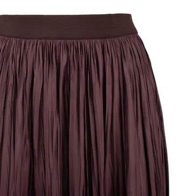 Roberto Collina Crinkled Texture Midi Pleated Sheer Overlay Skirt In Brown