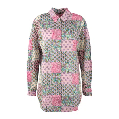 Shop Saint Barth Brigitte Over Shirt In Cotton With Flower Print In Multicolor