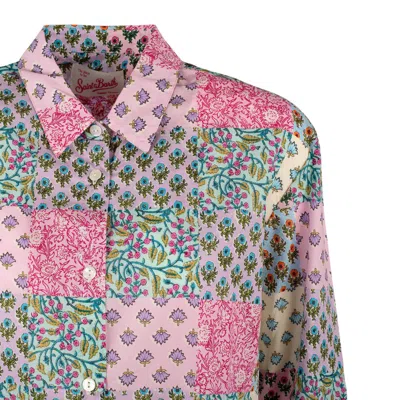 Shop Saint Barth Brigitte Over Shirt In Cotton With Flower Print In Multicolor