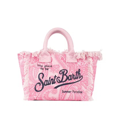 Shop Saint Barth Colette Bag In Cotton Canvas With Pink Bandana Print