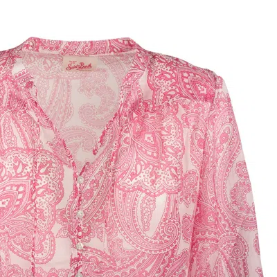 Shop Saint Barth Cotton And Silk Voile Blouse With Paisley Print In Pink