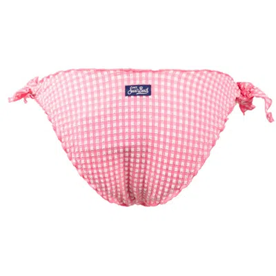 Shop Saint Barth Triangle Bikini In Pink Seersucker
