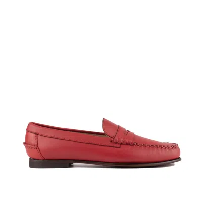 Sebago 'danielle Pop' Red Loafers With Bevelled Toe And Low Stacked Heel In Red