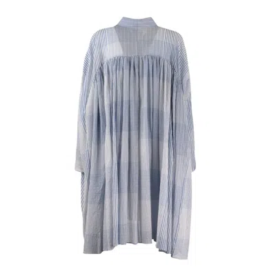 Shop Semicouture Dress-shirt In Muslin Thousand Stripes In Azure