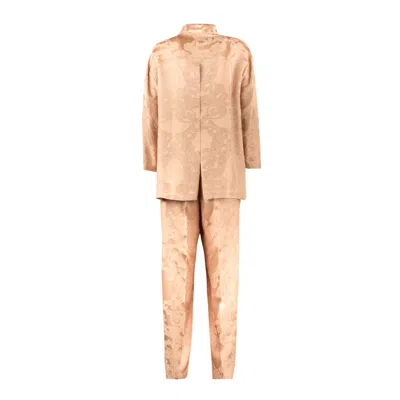 Shop Semicouture Pink Viscose Fluid Jacquard Suit