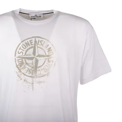 Shop Stone Island 'reflective One' Print Short-sleeved T-shirt White