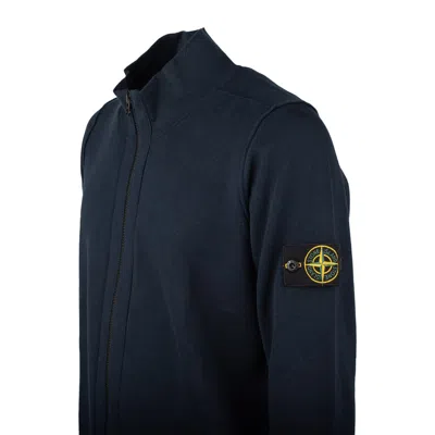 Stone Island Compass-badge Zip-up Sweatshirt In Blue