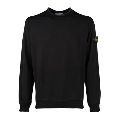 Shop Stone Island Blue Stretch Cotton Sweatshirt