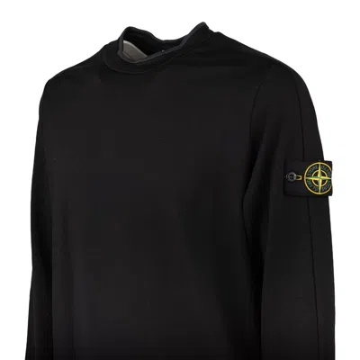 Shop Stone Island Blue Stretch Cotton Sweatshirt