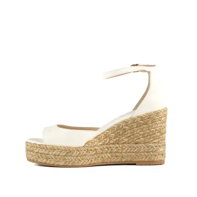 Stuart Weitzman Nudistcurve Ankle-strap Wedge Espadrille Sandals In White