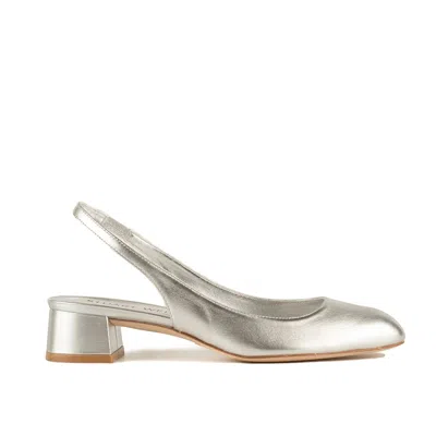 Stuart Weitzman Bridgt 50 Leather Slingback Pump In Silver