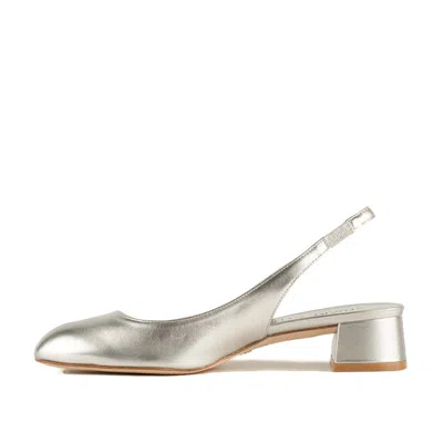 Stuart Weitzman Bridgt 50 Leather Slingback Pump In Silver
