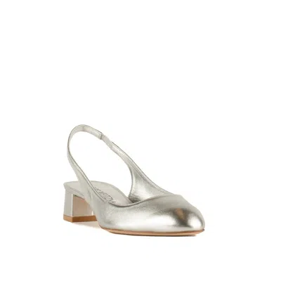 Stuart Weitzman Bridgt 50 Leather Slingback Pump In Silver