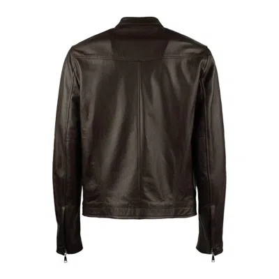 Shop Tagliatore Dark Brown Lambskin Leather Jacket