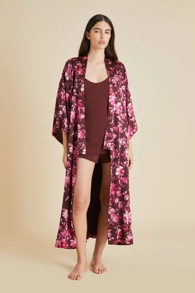 Shop Olivia Von Halle Bella Burgundy Camisole Set In Silk Crêpe De Chine