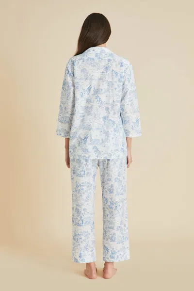 Shop Olivia Von Halle Casablanca Eros Ivory Toile De Jouy Pyjamas In Cotton-silk