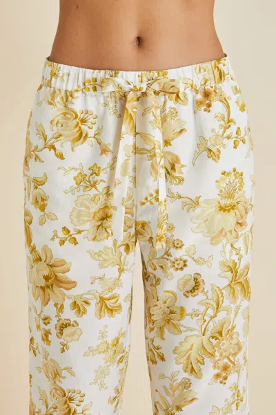 Shop Olivia Von Halle Casablanca Aegeus Yellow Floral Pyjamas In Cotton-silk