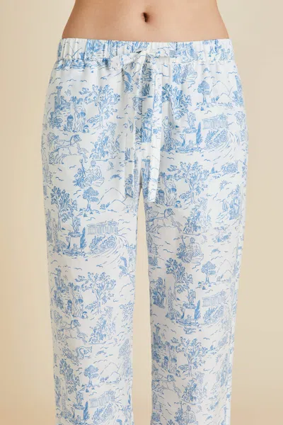 Shop Olivia Von Halle Casablanca Eros Ivory Toile De Jouy Pyjamas In Cotton-silk
