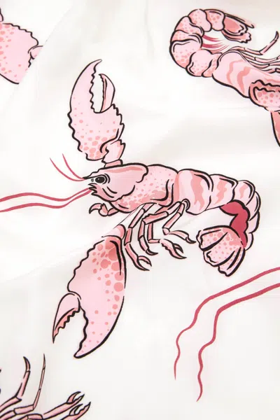 Shop Olivia Von Halle Calypso Prometheus Pink Lobster Camisole Set In Cotton-silk