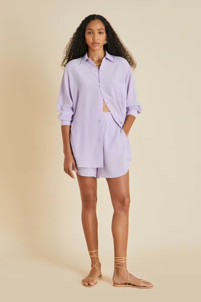 Shop Olivia Von Halle Kick Lavender Pyjamas In Silk Crêpe De Chine