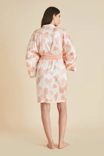 Shop Olivia Von Halle Mimi Icarus Peach Cloud Robe In Silk Satin