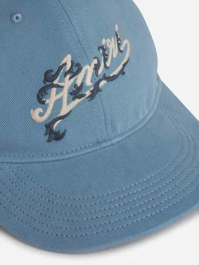 Shop Amiri Cotton Logo Cap In Blue