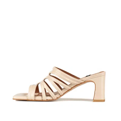 Shop Angel Alarcon Jeanne Shiny Leather Heeled Sandal In White