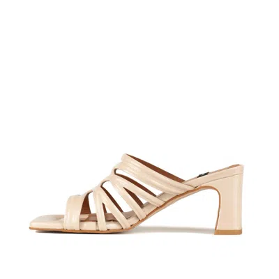 Angel Alarcon Jeanne Shiny Leather Heeled Sandal In White
