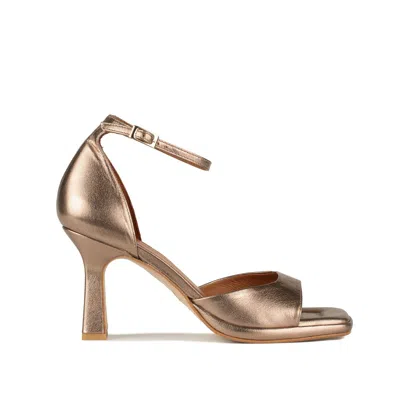 Shop Angel Alarcon Perlet Heeled Sandal In Bronze Metallic Leather