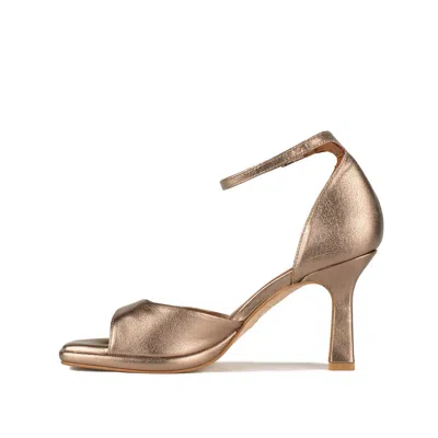Shop Angel Alarcon Perlet Heeled Sandal In Bronze Metallic Leather