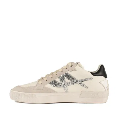 Shop Ash Smooth Leather And Suede Sneakers With Silver Detailing In Beige